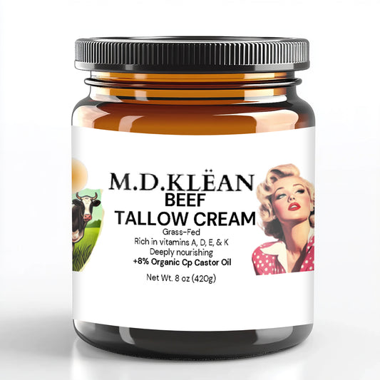 M.D KLEAN  Beef Tallow Balm (Organic Face Cream) 8 oz Glass Jar